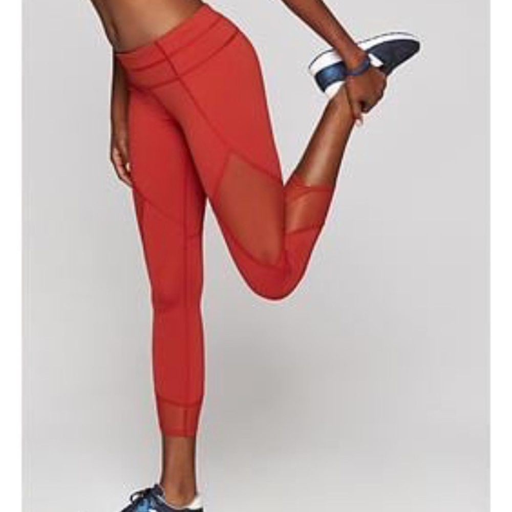 Red sonar mesh work out Capri: Athleta